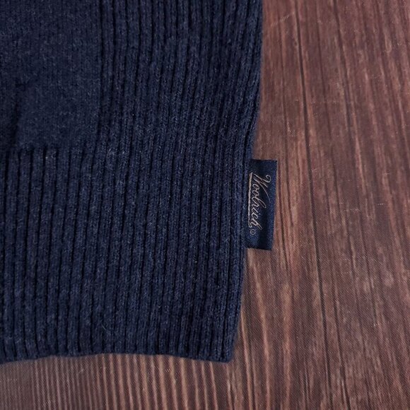 Woolrich Mens Size Large Navy Blue Wool Blend Full Zip Stretch Ribbed Sweater - Picture 9 of 14